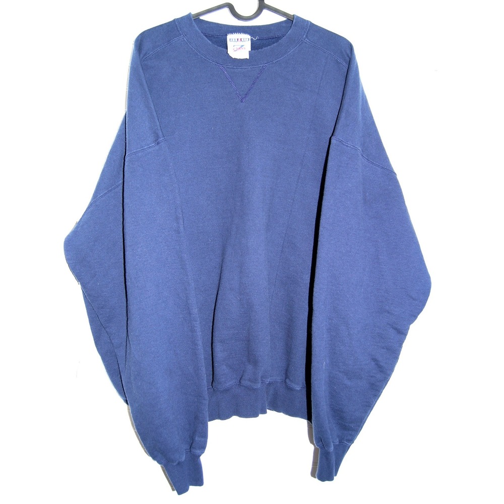 Vintage Jerzees Sweatshirt Mens 2X 2XL Navy Blue Blank Crewneck 90s sweater